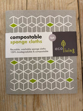 Load image into Gallery viewer, eco living - compostable sponge cleaning cloths (2 pack)
