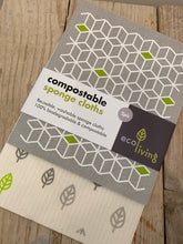 Load image into Gallery viewer, eco living - compostable sponge cleaning cloths (2 pack)
